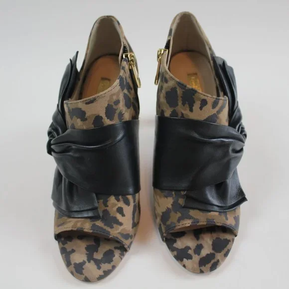 Louise et Cie Lo Idola Open Toe Bootie Heeled Boot Leopard Women Shoe 7 NEW FLAW - Picture 2 of 13